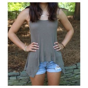 green waffle tank top